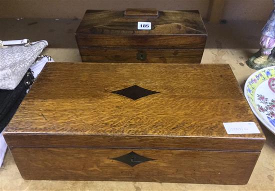 Rosewood tea caddy & sewing box